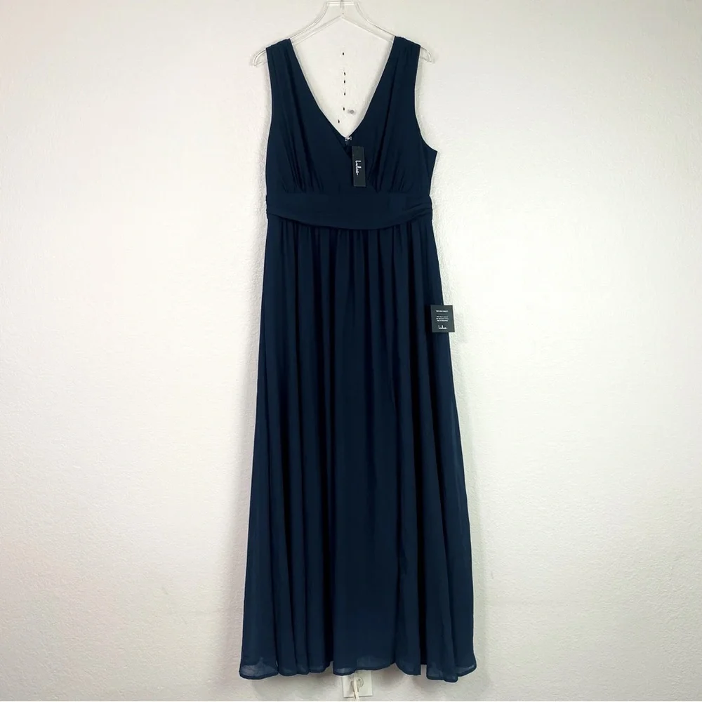 Lulus Navy Thoughts Of Hue Surplice Maxi Dress Size 1X - Picture 2 of 7